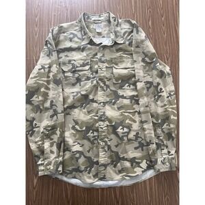 L.L. Bean Shirt Men's Camo Long Sleeve XL Heavy Button Up Cotton 502217